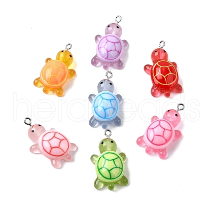 Turtle Transparent Resin Pendants RESI-M053-02-1