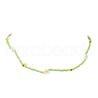 Glass Seed Bead Beaded Flower Necklaces NJEW-TA00171-1