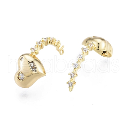 Brass Micro Pave Clear Cubic Zirconia Pendants KK-C006-17G-1