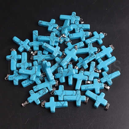 Synthetic Turquoise Pendants G-PW0006-02P-25-1