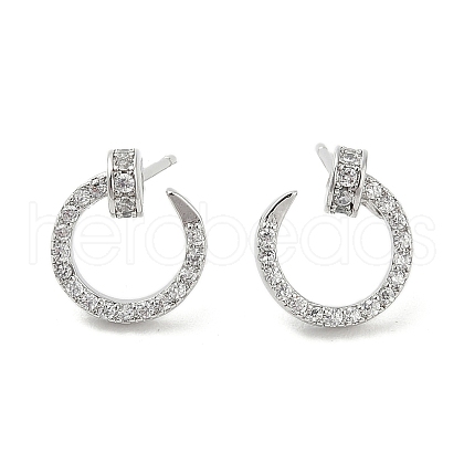 Rack Plating Brass Micro Pave Clear Cubic Zirconia Stud Earrings for Women EJEW-M260-14P-1