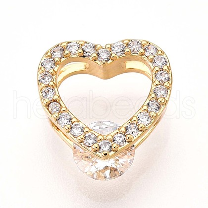Brass Micro Pave Cubic Zirconia Charms KK-N261-19A-G-1