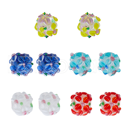FIBLOOM 10Pcs 5 Colors Handmade Lampwork Beads LAMP-FI0001-01-1