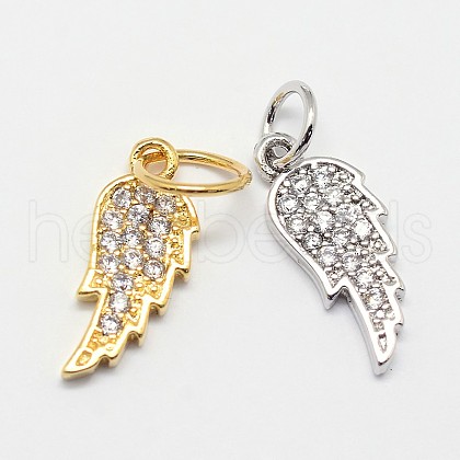 CZ Brass Micro Pave Cubic Zirconia Wing Charms ZIRC-L018-18-1