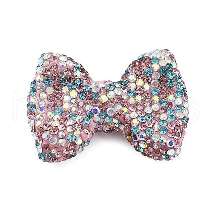 Bowknot Shape Polymer Clay Rhinestone Beads CLAY-NH0001-05E-1