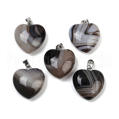 Dyed Natural Banded Agate Pendants G-G202-08B-1