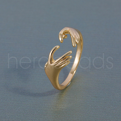 Heart-shaped Brass Open Cuff Rings for Women DV2161-1