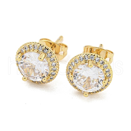 Brass Micro Pave Cubic Zirconia Ear Studs EJEW-P261-17G-1