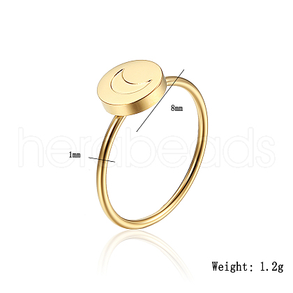 Stylish Stainless Steel Flat Round with Moon Ring for Women's Daily Wear GH9687-1-1