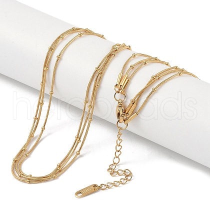 304 Stainless Steel Tiered Necklaces NJEW-L180-01G-02-1