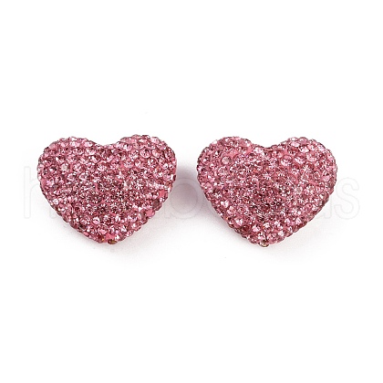 Heart Shaped Polymer Clay Rhinestone Beads CLAY-NH0002-02C-1