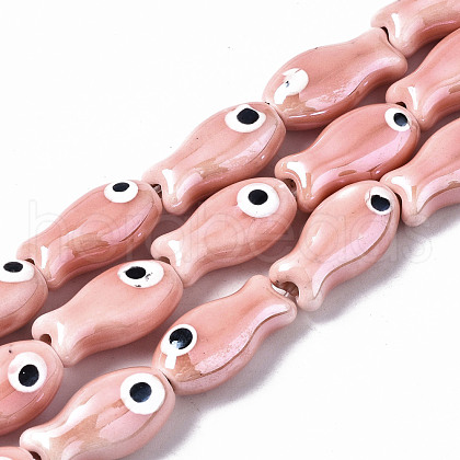 Handmade Porcelain Ceramic Beads Strands PORC-T006-03I-1