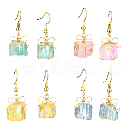 4 Pairs Natural Quartz Dangle Earrings for Women EJEW-TA00561-1