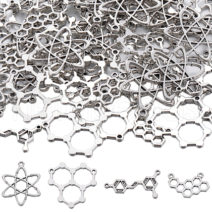 SUNNYCLUE 64Pcs 4 Styles Tibetan Style Alloy Pendants TIBE-SC0009-40-1