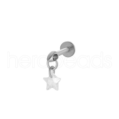 Titanium Alloy Cubic Zirconia 17 Gauge Star Internally Threaded Labrets WG71E87-22-1