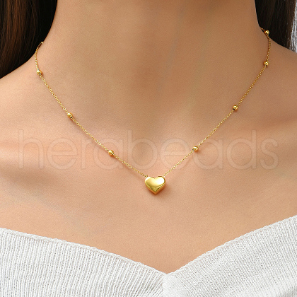 Stylish Stainless Steel Heart Pendant Necklaces for Girls KE1353-1