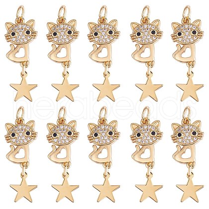 1Pc Eco-friendly Brass Micro Pave Clear Cubic Zirconia Pendants KK-SZ0002-36-1