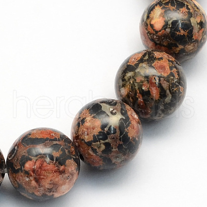 Natural Leopard Skin Jasper Round Beads Strands G-S182-4mm-1