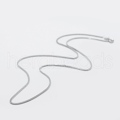 Anti-Tarnish Rhodium Plated 925 Sterling Silver Chain Necklaces STER-F039-40cm-02P-1
