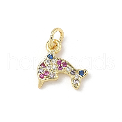 Brass Micro Pave Cubic Zirconia Charms ZIRC-I356-13G-02-1