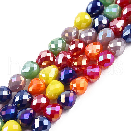 Electroplate Opaque Solid Color Glass Beads Strands EGLA-N022-26A-04-1