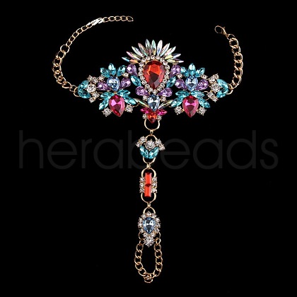 Fashion Alloy & Acrylic Rhinestone Flower Toe Ring Anklets for Beach Party WGAEED0-03-1