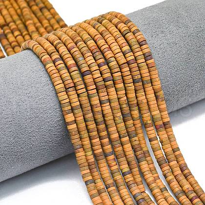 Natural Yellow Ocean Jasper Beads Strands G-P575-B32-4x1mm-1