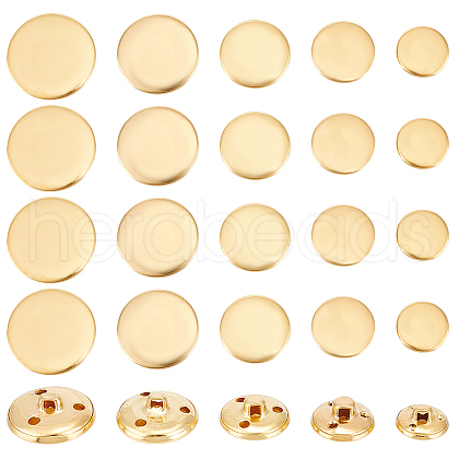 Olycraft 50Pcs 5 Styles 3-Hole Brass Buttons BUTT-OC0001-47G-1