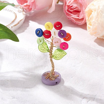 Resin Button Tree of Life Decorations PALLOY-JF03414-02-1