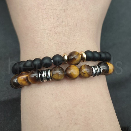 Fashion Retro Black Matte Bracelet Set with Zircon Crown ZZ8347-22-1