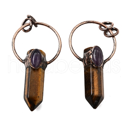 Natural Tiger Eye Faceted Pointed Bullet Big Pendants G-Q350-05C-1