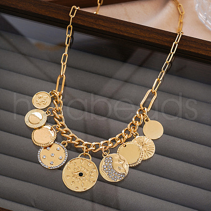 Crystal Rhinestone & Brass & Alloy & Iron Pendant Necklaces FS-WGADE70-01-1