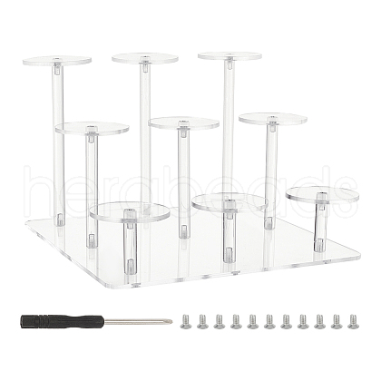 3-Tier Round Transparent Acrylic Toys Action Figures Display Riser Stands ODIS-WH0030-24B-1