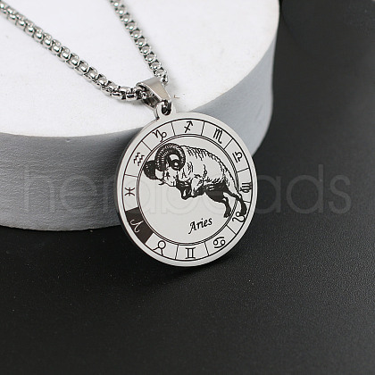 201 Stainless Steel Pendant Necklaces with Alloy Box Chain WGA45A6-01-1