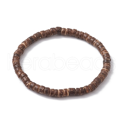 Natural Coconut Disc Stretch Bracelets for Women Men BJEW-JB10255-1