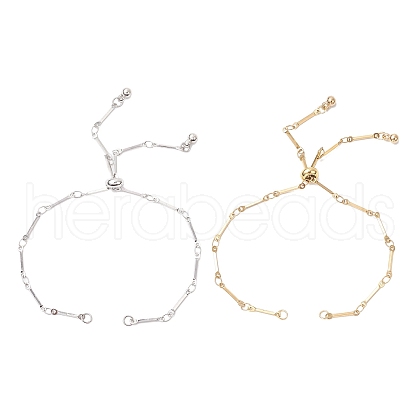 2Pcs 2 Colors 304 Stainless Steel Flat Bar Link Chain Bracelet Slider Making AJEW-JB01347-1