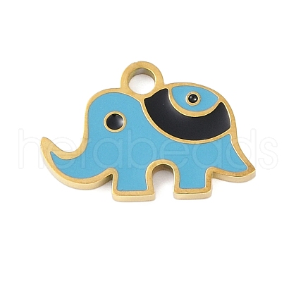 Ion Plating(IP) 304 Stainless Steel Enamel Charms FIND-Q111-02G-04-1
