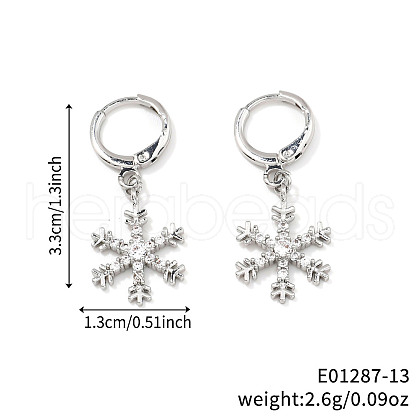 Elegant Brass Micro Pave Clear Cubic Zirconia Snowflake Hoop Earrings & Pendant Necklaces for Women ET8021-6-1