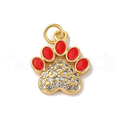 Brass Micro Pave Clear Cubic Zirconia & Enamel Pendants KK-Q098-30G-A-1
