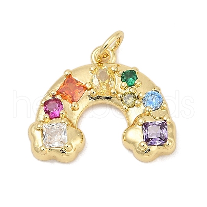 Brass Micro Pave Cubic Zirconia Pendants X-KK-U058-40G-1