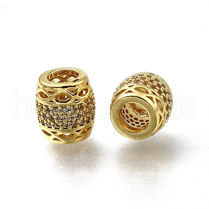 Brass Micro Pave Clear Cubic Zirconia European Beads ZIRC-I070-002G-1