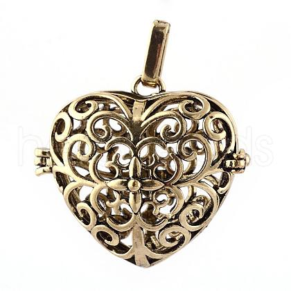 Rack Plating Brass Cage Pendants KK-Q402-15AB-1