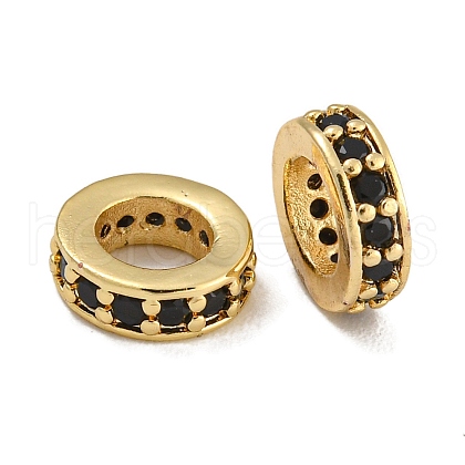 Rack Plating Brass Micro Pave Clear Cubic Zirconia Beads KK-U030-32G-05-1