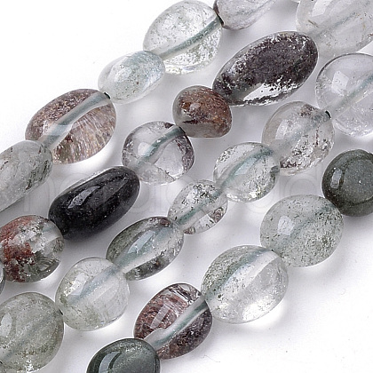 Natural Green Lodolite Quartz/Garden Quartz Beads Strands G-Q952-11-6x8-1
