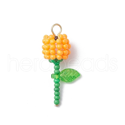 Grade A Round Glass Seed Beads Acrylic Flower Charms PALLOY-MZ00690-02-1