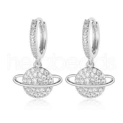 Brass Micro Pave Clear Cubic Zirconia Hoop Earrings EJEW-OY001-10P-1