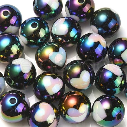 UV Plating Rainbow Iridescent Acrylic Beads X1-OACR-F004-09A-1
