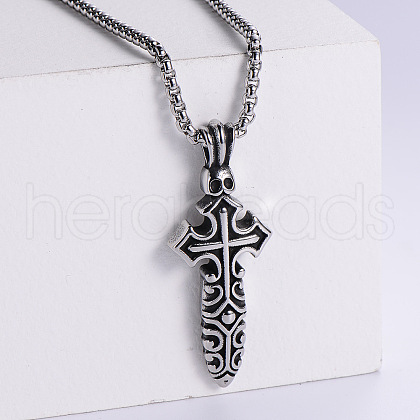 Cool Stainless Steel Cross Punk Hip-hop Fashion Men's Pendant Necklaces VC8273-1-1