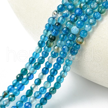 Natural Stripe Agate Beads Strands G-G581-4mm-05-1