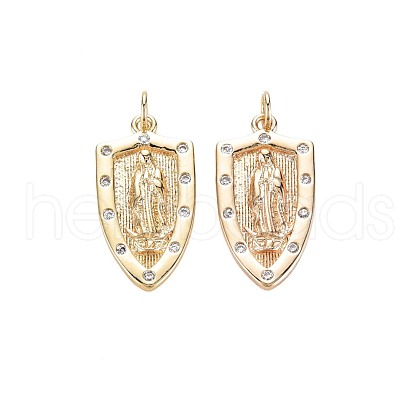 Brass Micro Pave Clear Cubic Zirconia Pendants KK-S356-723-1